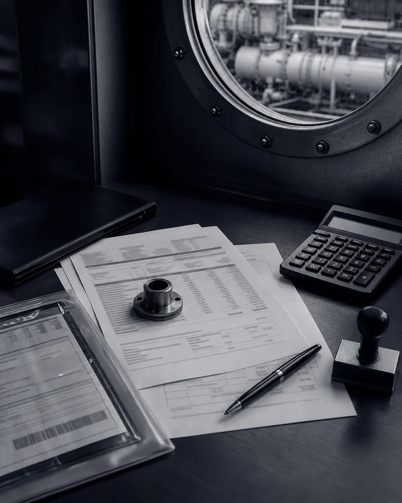 Marine spare parts invoice and payment document review